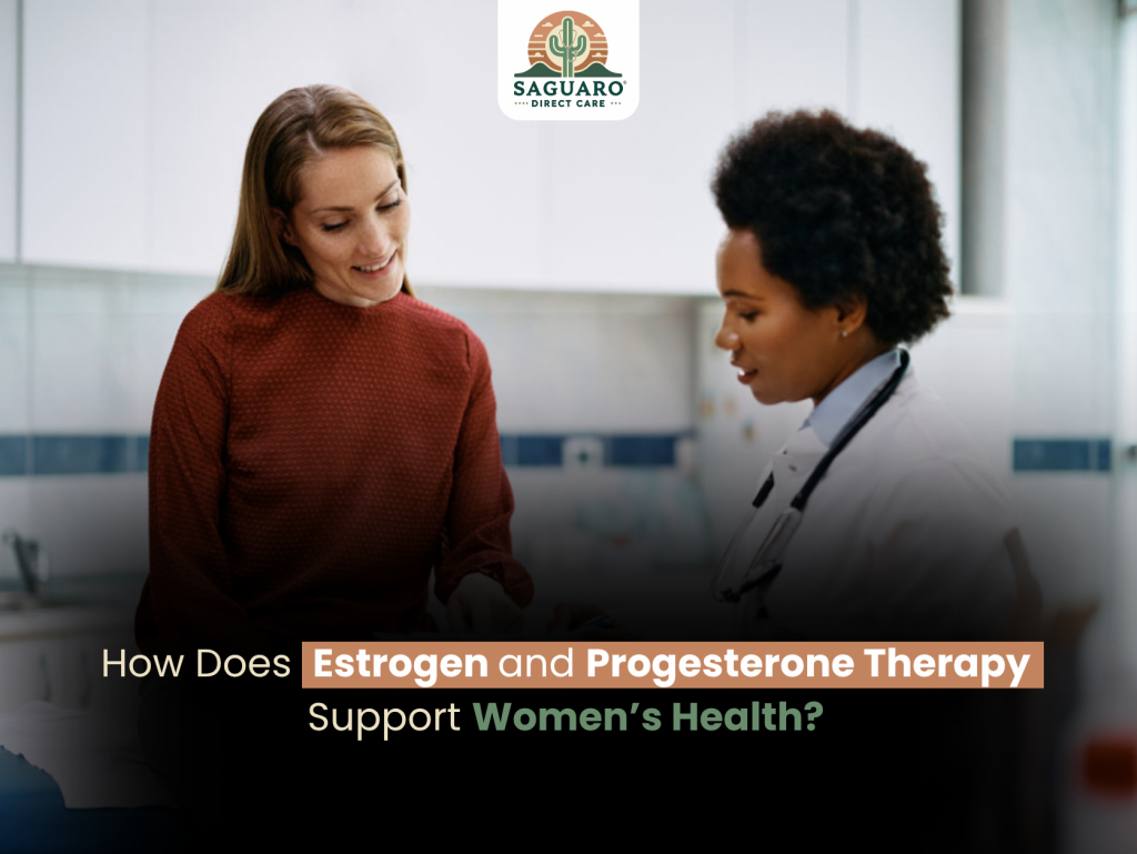 Doctor Consults Patient About Hormone Replacement Therapy in Office
